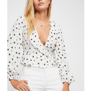 Free People Star Print Wrap Top XS